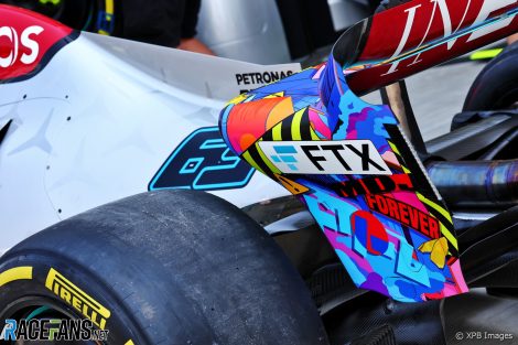 Mercedes AMG F1 W13 rear wing, Miami International Circuit, 2022